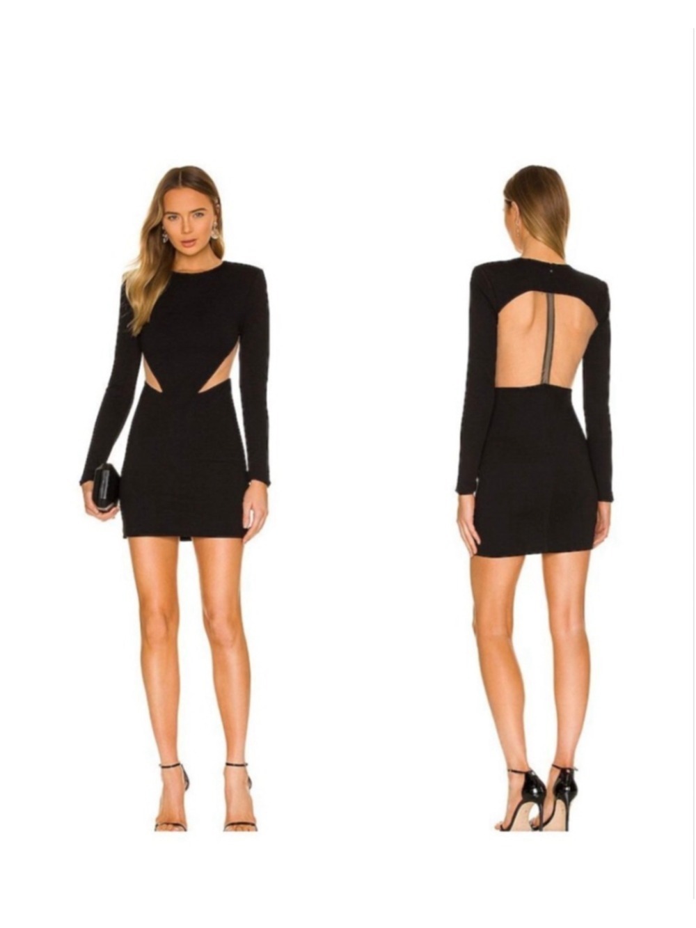 Women's NBD Black Cut-Out Mini Dress with Sheer Panels M